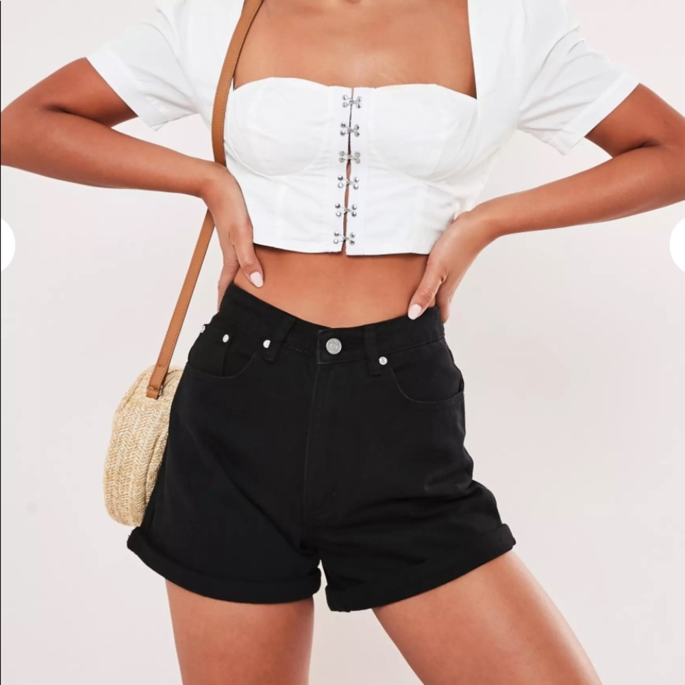 Missguided Black Riot Turn Up Mom Shorts